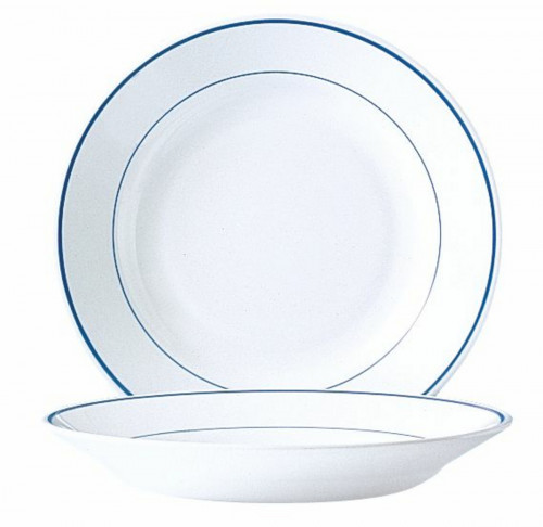 Assiette creuse rond blanc verre Ø 22,5 cm Restaurant Filet Bleu Arcoroc
