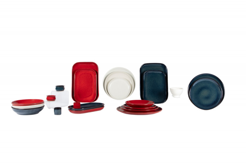 Assiette plate rond bleu grès émaillé Ø 24 cm Gres Couleur Pro.mundi
