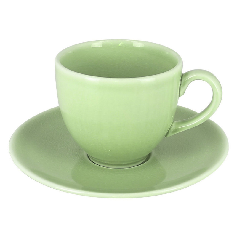 Tasse à déjeuner rond vert porcelaine vitrifiée 28 cl Ø 9 cm Vintage Rak