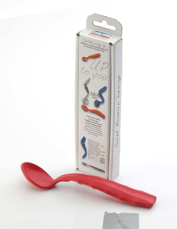 Cuillère rouge silicone 19,3x4 cm Ergo 3d Saint Romain