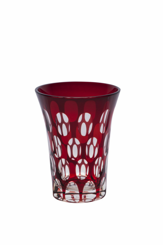 Gobelet forme haute rouge verre 27 cl Twins Geminiano Cozzi Venezia 1765