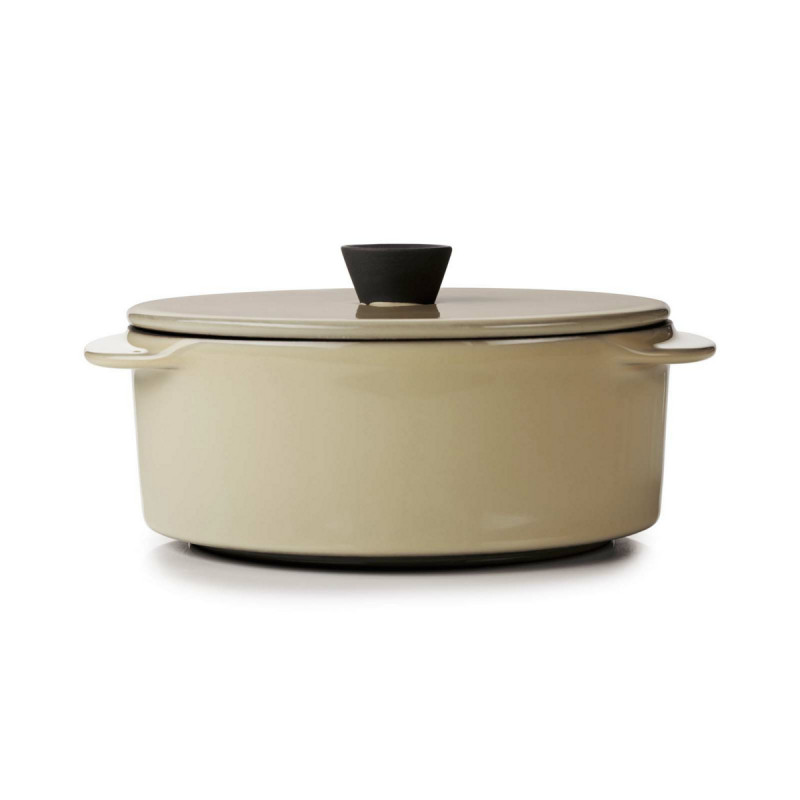 Cocotte avec couvercle rond beige porcelaine Ø 12 cm Caractere Revol