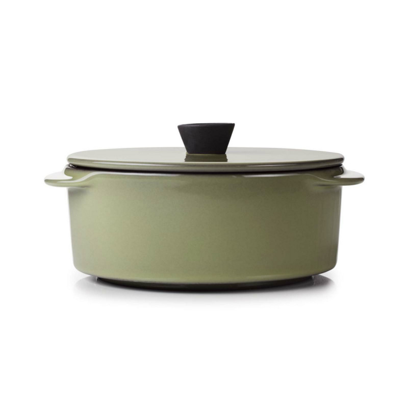 Cocotte avec couvercle rond vert porcelaine Ø 12 cm Caractere Revol