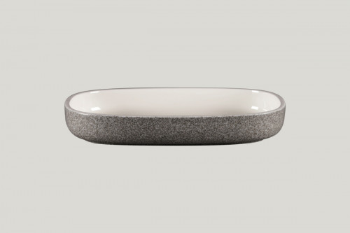 Plat creux ovale gris porcelaine 30 cm Rakstone Ease Rak