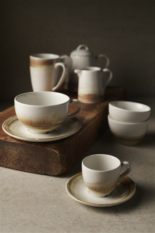 Sous tasse à cappuccino rond beige porcelaine Ø 15,6 cm Finca Dudson