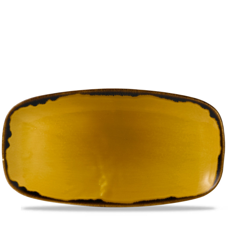 Assiette coupe plate rectangulaire jaune porcelaine 35,5x18,9 cm Harvest Dudson