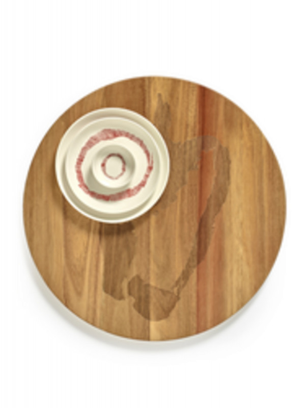 Assiette plate rond blanc swirl - stripes rouge grès Ø 22,5 cm Feast By Ottolenghi Serax