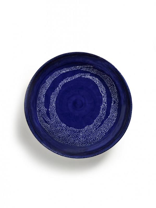 Plat rond lapis lazuli swirl - points blancs grès Ø 36 cm Feast By Ottolenghi Serax