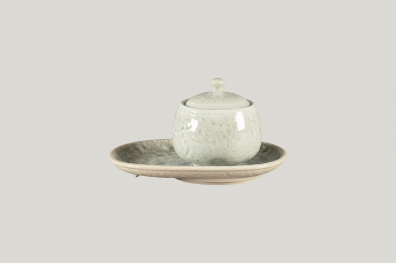 Sucrier avec couvercle rond céladon porcelaine 25 cl Ø 8,8 cm Krush Rak