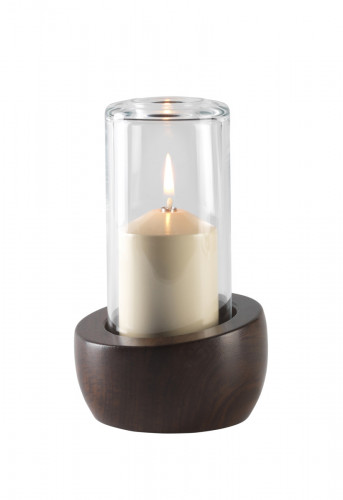 Photophore rond brun Ø 10 cm 15,5 cm Mori Candola