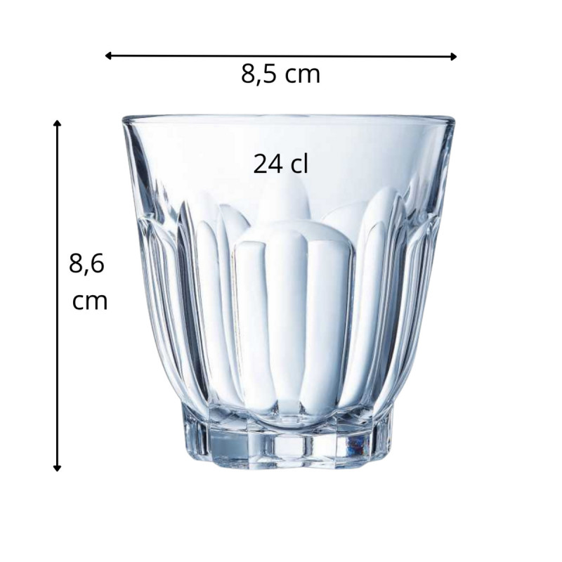 Gobelet forme basse verre trempé 24 cl Arcadie Arcoroc