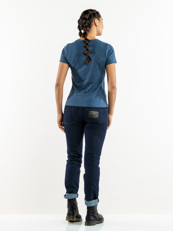 Tee shirt manche courte recyclé bleu M Tierra Blue Melee Chaud Devant