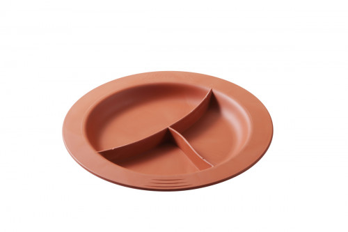 Assiette à 3 compartiments rond terracotta fibre végétale Ø 23,5 cm Liliroc Saint Romain