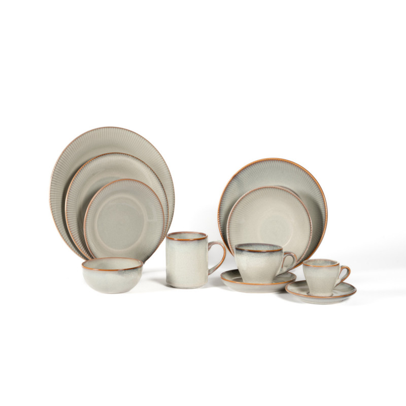 Assiette coupe creuse rond gris bleu porcelaine Ø 18 cm Serena Pro.mundi