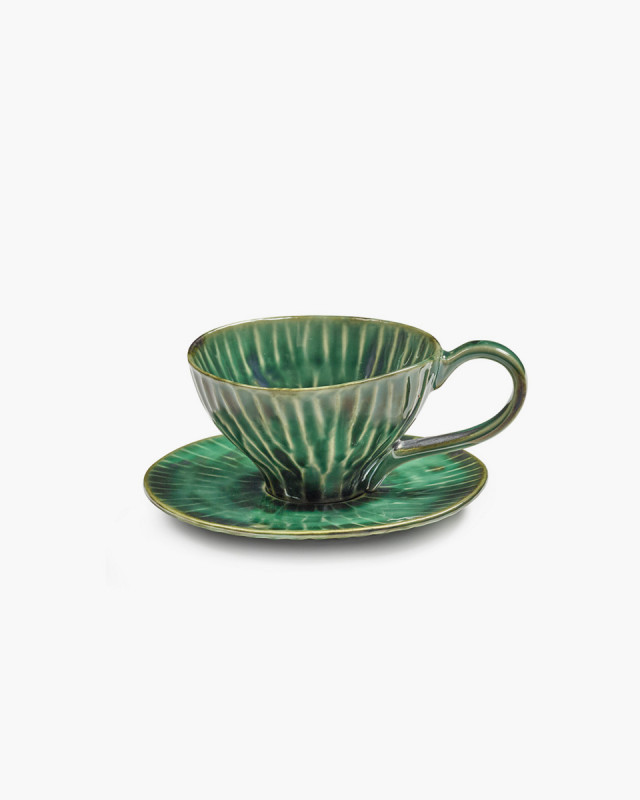 Sous tasse à cappuccino rond vert grès émaillé 14,5 cm Ø 14,5 cm Verde Lanza Serax