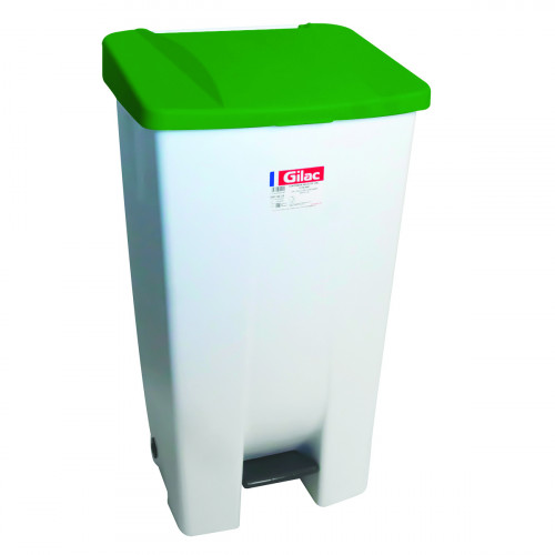 Collecteur à pédale plastique 120 L blanc Gilac
